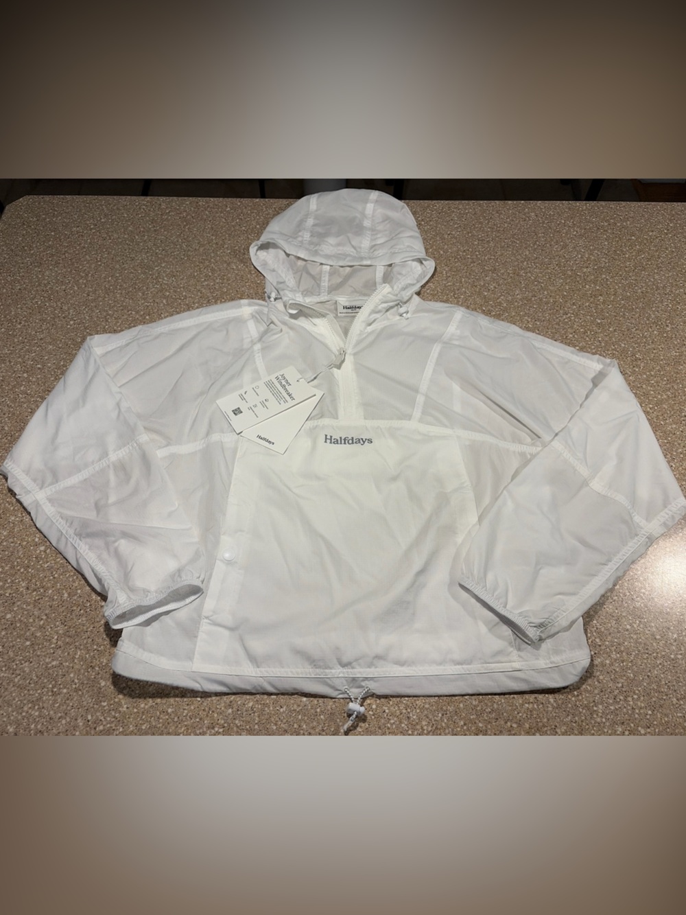 NWT Halfdays Joyner Hooded Lightweight Windbreaker Jacket White Women’s XS $115
